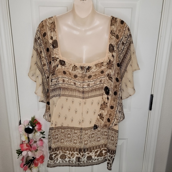 Lane Bryant bohemian floral lace tassle top w/tassels & Lace 22/24 - Picture 5 of 6
